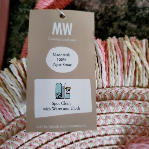 Most Wanted Design By Carlos Souza Women's Circle Straw Bag, Pink NWT - Picture 11 of 13